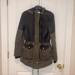 Express Black & Green Contrast Jacket Coat - XS
